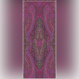 Elegant Luxury scarf Wool Silk Blend Scarf purple Paisley Nwt 190x70cm